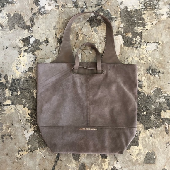 Alexander Wang Alpha Shopper Taupe Tan Brown Leather Suede HandBag Purse - Picture 3 of 8